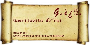 Gavrilovits Örsi névjegykártya